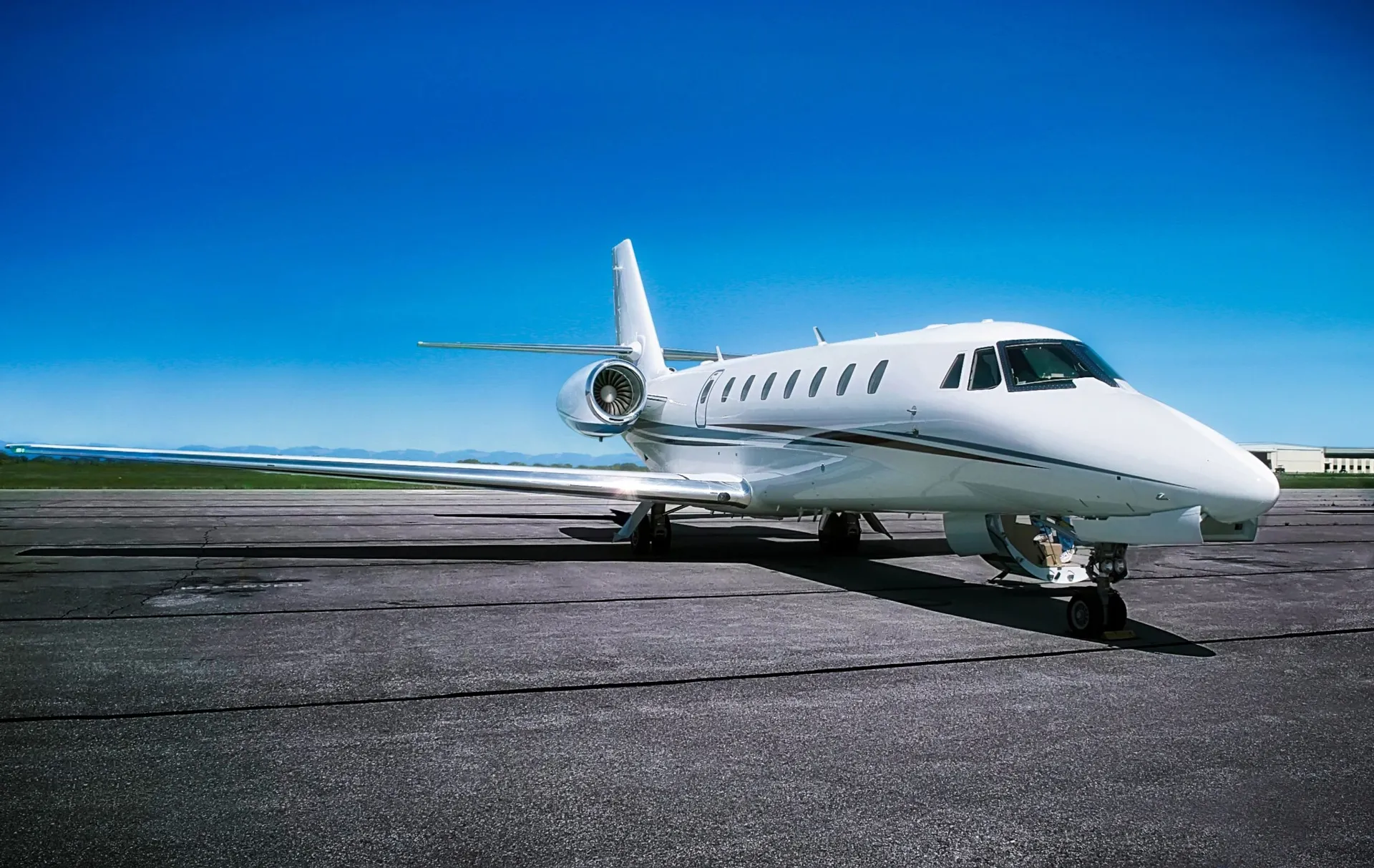 Private jet on the runway